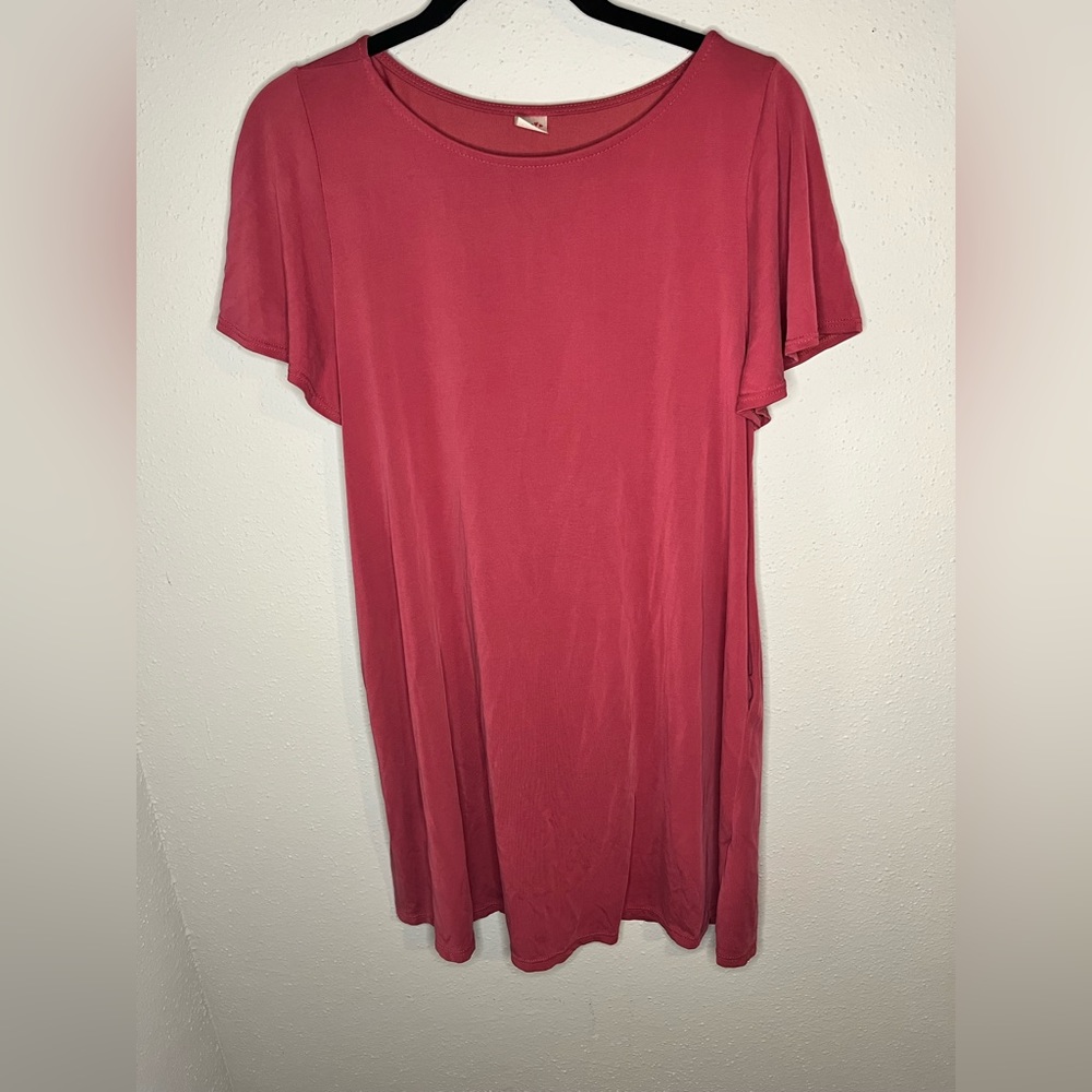 Shirt dress with pockets - size M - pink